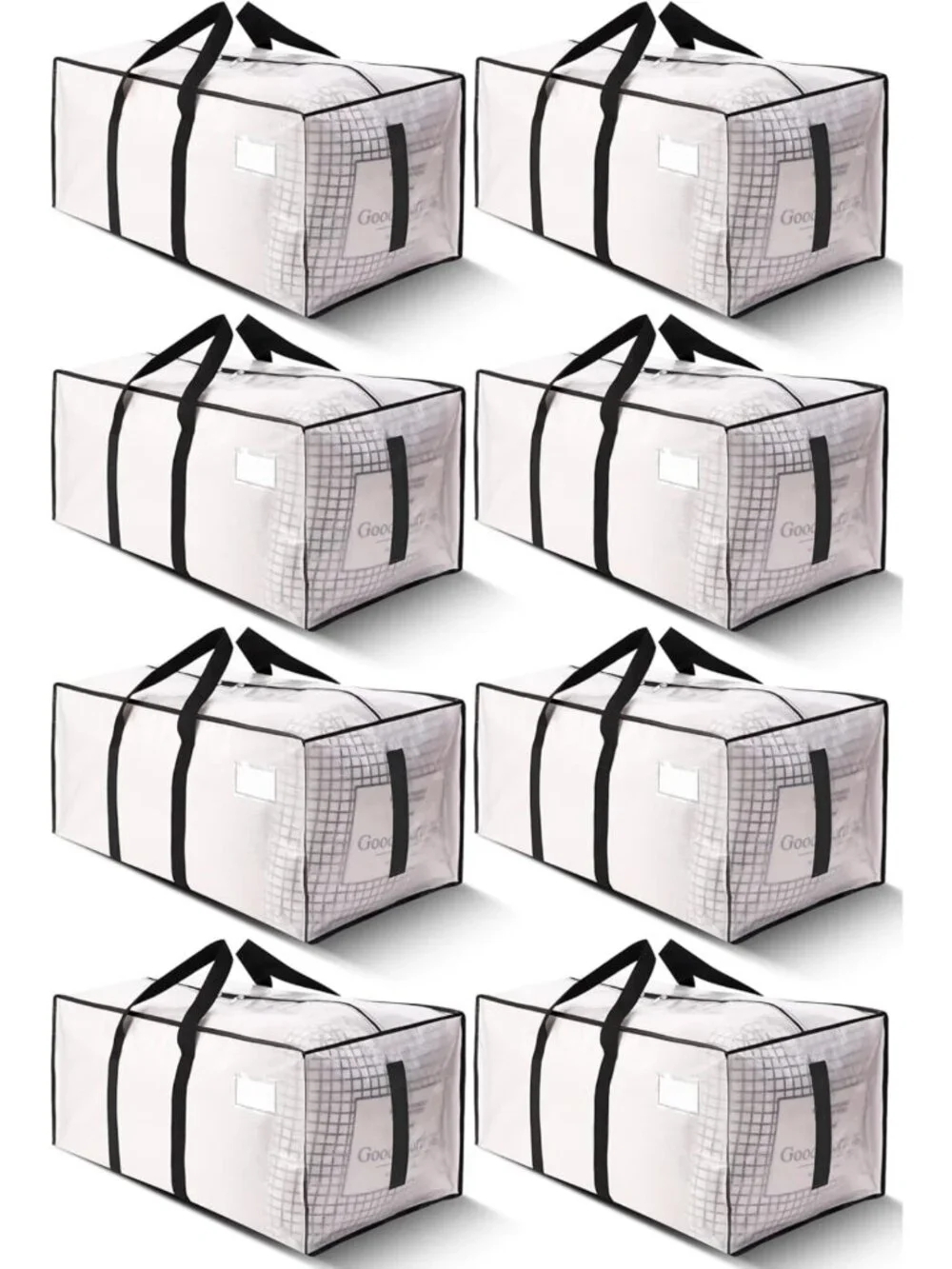 Heavy-Duty Moving Bags 200lbs Capacity - Water-Resistant, Strong Zipper, 8 Pack
